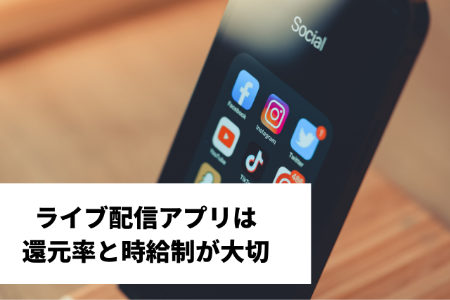 ライブ配信アプリは還元率と時給制を重視して稼ご